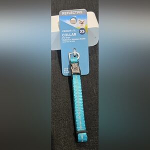 Vibrant Life Reflective Nylon Collar for Dogs Teal X-Small Neck Size 6-9 in